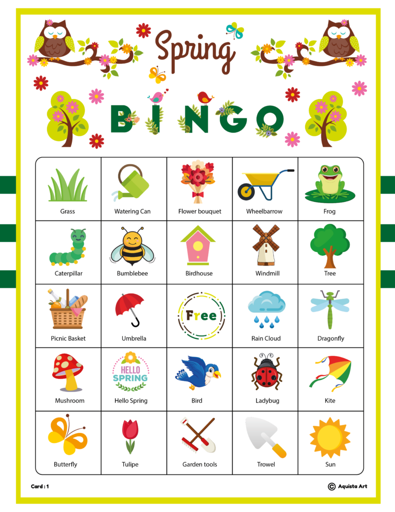 Spring Bingo Game Cards