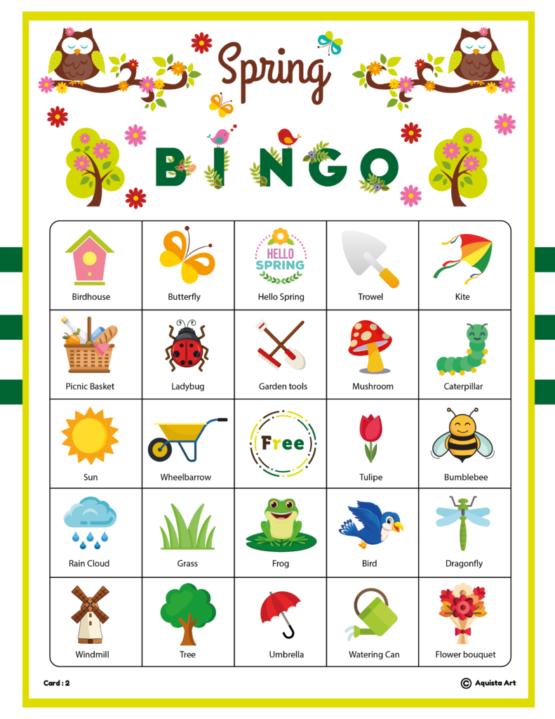 Spring Bingo Game Cards