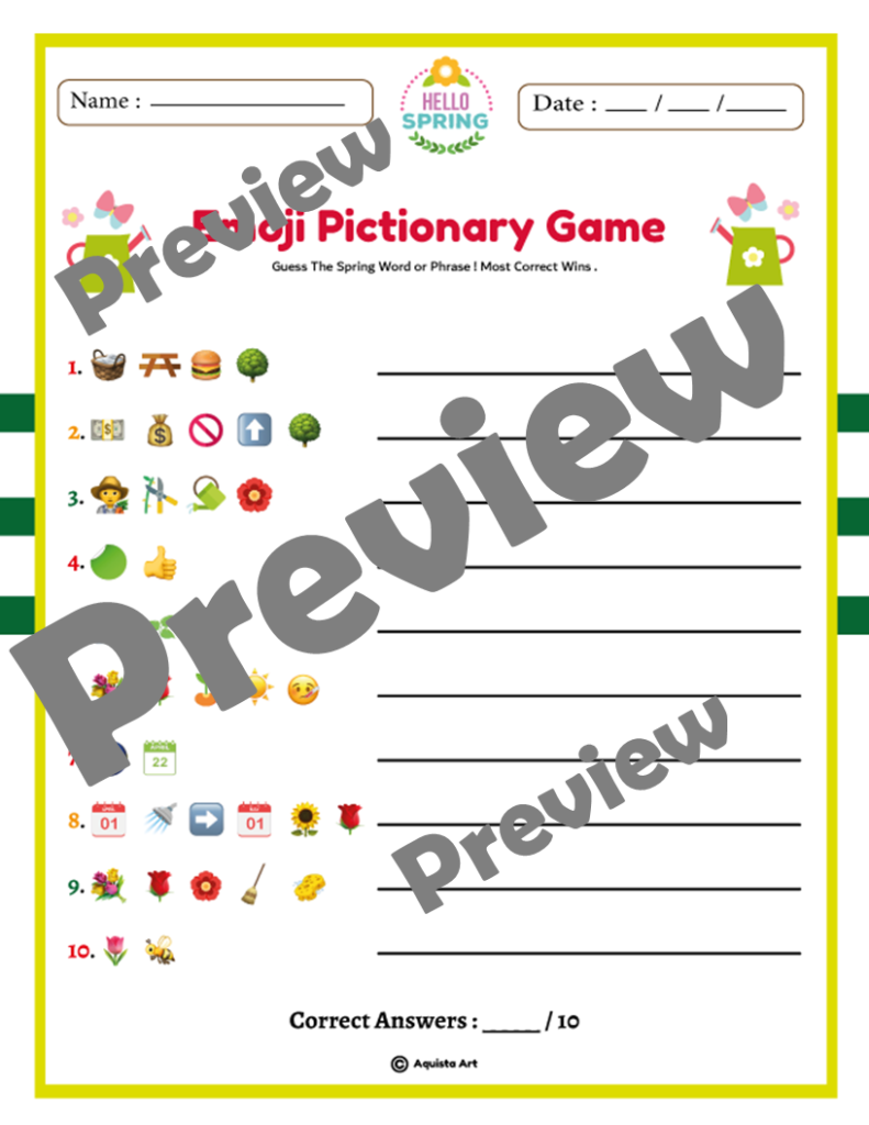 Spring Emoji Pictionary Game