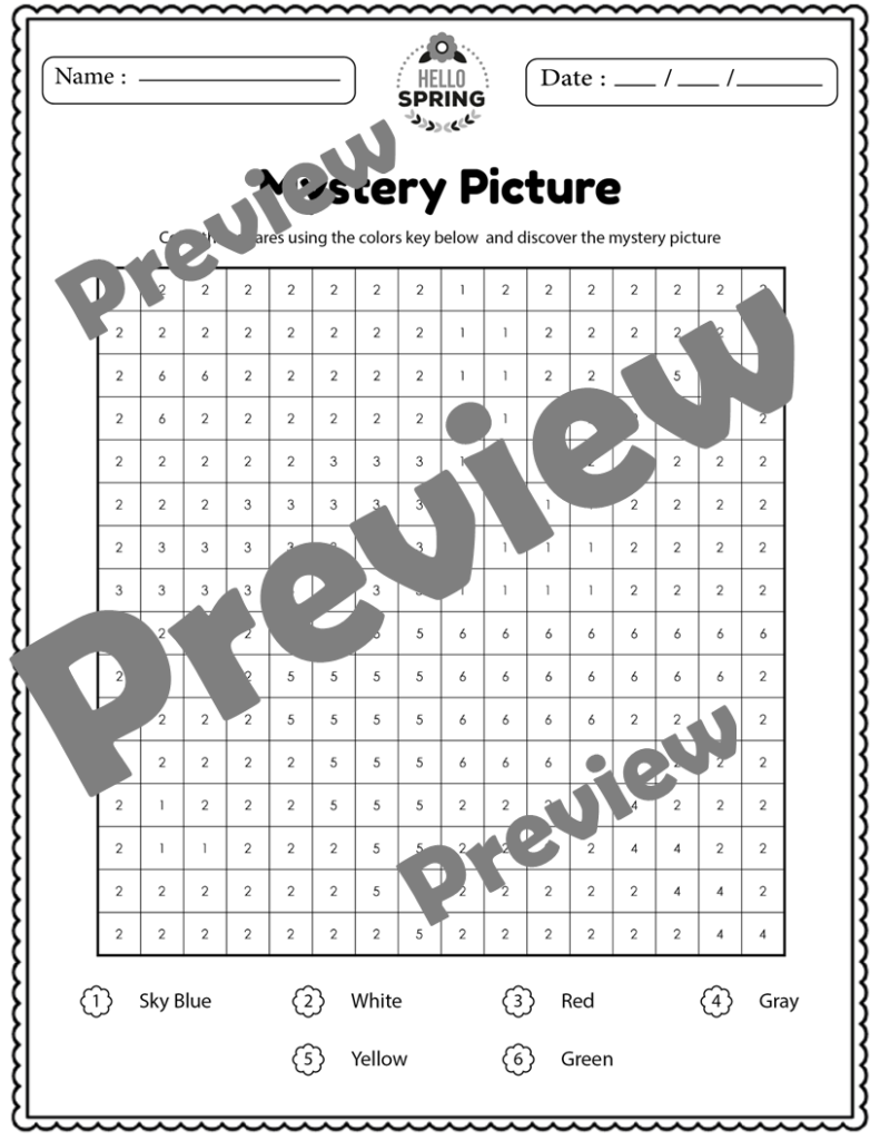 Spring Mystery Pictures Worksheets