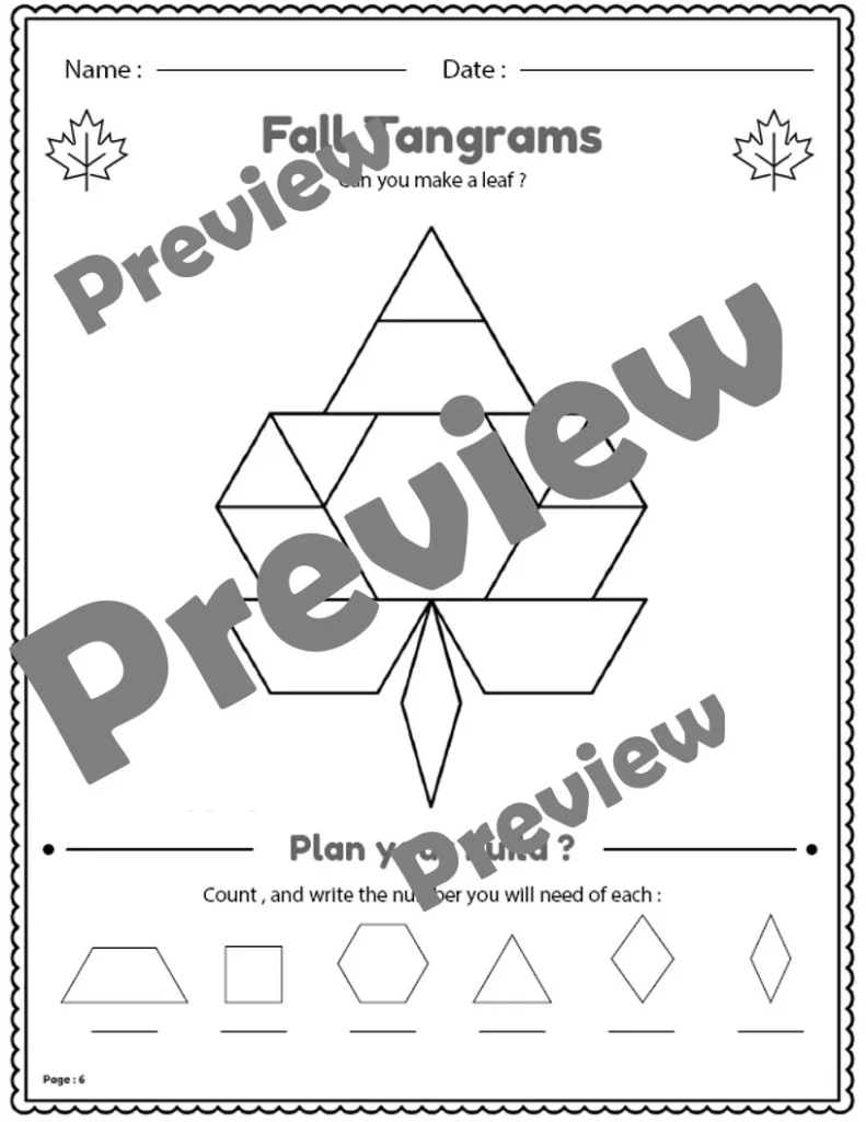Fall-Themed Printable Tangram Puzzles