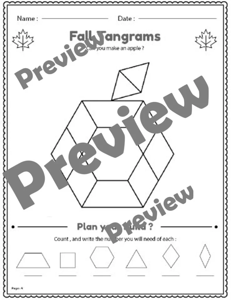 Fall-Themed Printable Tangram Puzzles