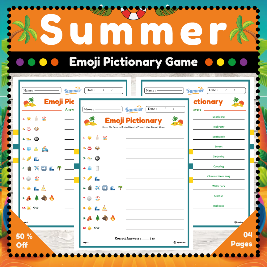 Free Printable Summer Emoji Pictionary