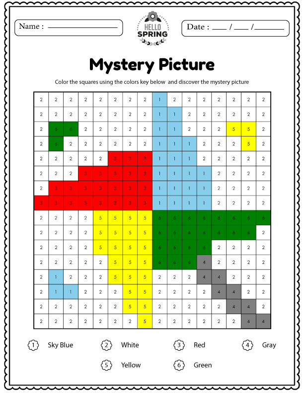 Spring Mystery Pictures Worksheets