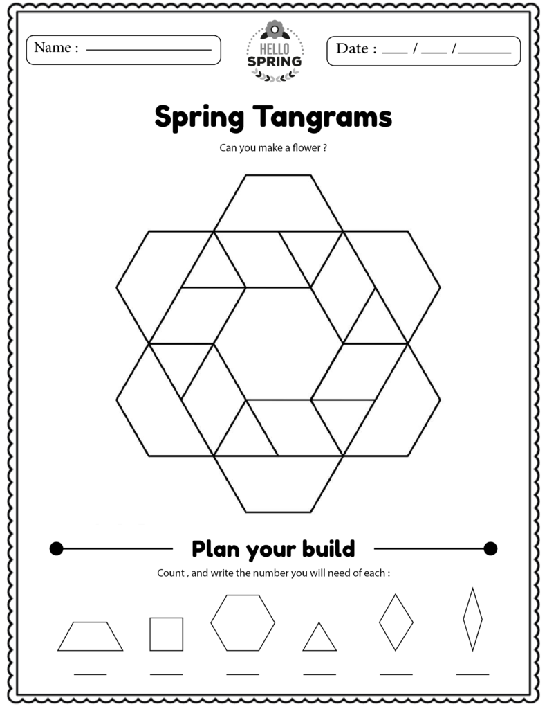 Spring Tangrams Printables Worksheets