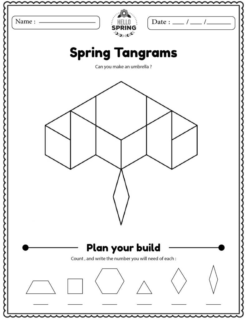 Spring Tangrams Printables Worksheets