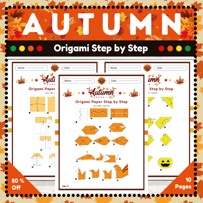 Fall Origami Step by Step Instructions Cards