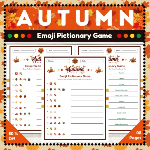 Free Printable Fall Emoji Pictionary Quiz Thumbnail Autumn Emoji Pictionary Game