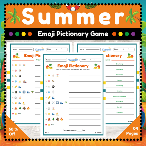 Free Printable Summer Emoji Pictionary Thumbnail Free Printable Summer Emoji Pictionary