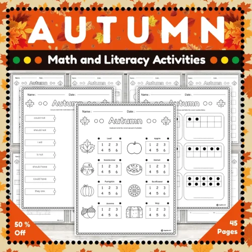 Math and Literacy Thumbnail Autumn Themed Math and Literacy Packet
