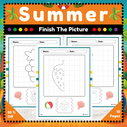 Summer Art Activity, Finish the Picture, Creativity Thumbnail Summer Finish The Picture